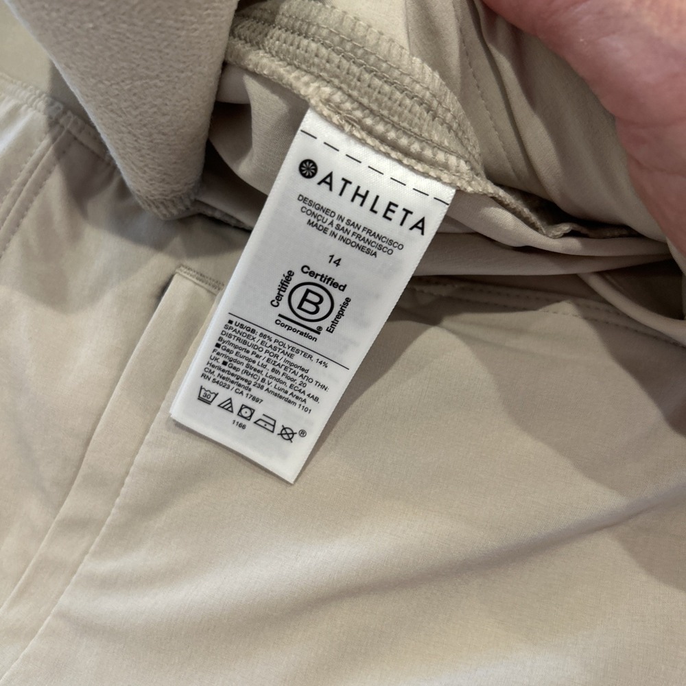 ATHLETA Womens Joggers 14 Beige Brooklyn Heights Travel Stretch Zip NWT Pull On - Picture 7 of 8